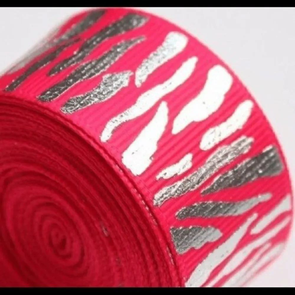7/8'' grosgrain Ribbon NEW 5 yards Hot pink zebra